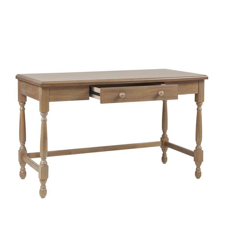 Doğal Masif Ahşap Tek Çekmeceli Tornalı Ayaklı Vintage Çalışma Masası - 121x59 cm - 234774