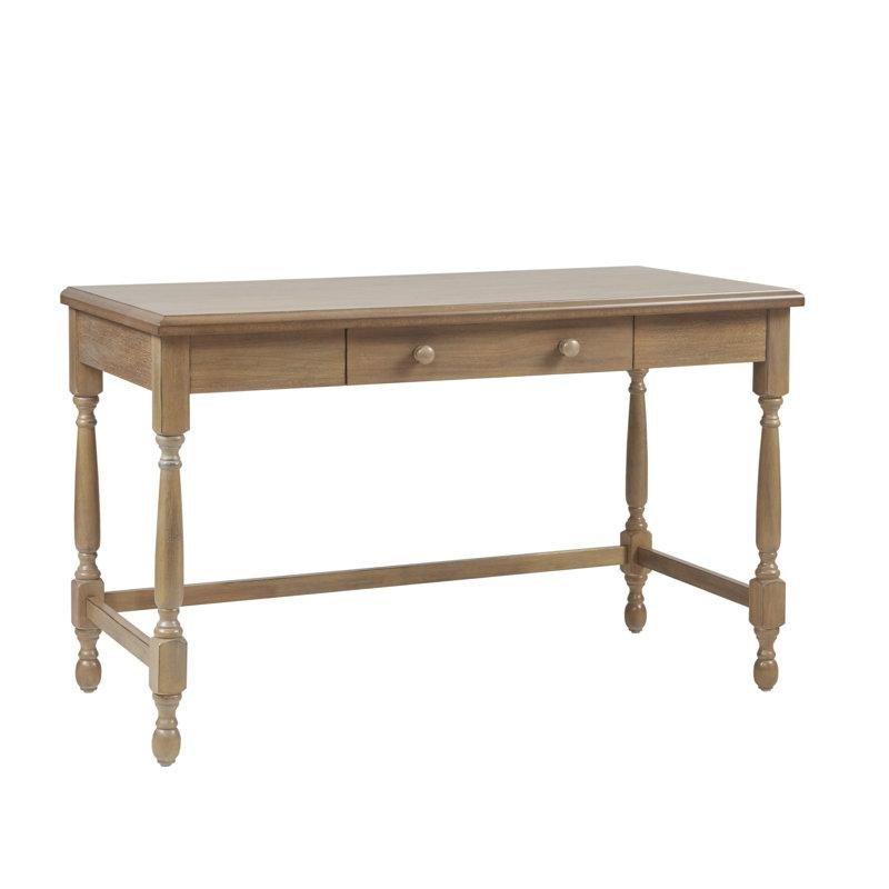 Doğal Masif Ahşap Tek Çekmeceli Tornalı Ayaklı Vintage Çalışma Masası - 121x59 cm - 234774