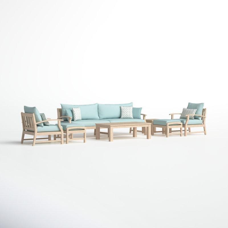 Doğal Masif Akasya Ağacı Sunbrella Kumaş Minderli 8 Parça Bahçe Takımı - 212363