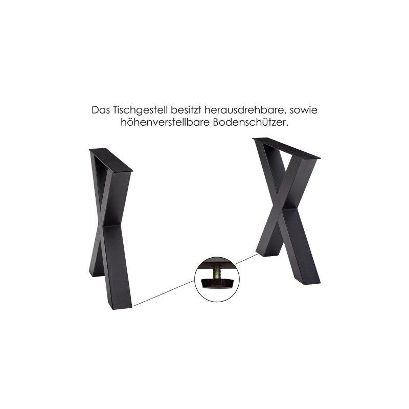 Doğal Masif Akasya Ahşap Kütük Kenarlı X Ayaklı Bohem Yemek Masası - 160x90 cm - 236519