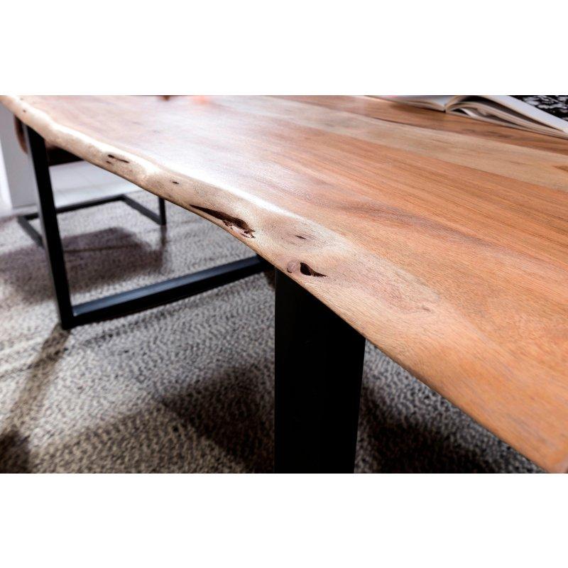 Doğal Masif Akasya Doğal Kenarlı U Metal Ayaklı Bohem Yemek Masası - 160x85 cm - 236991