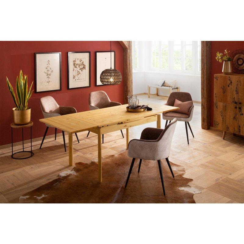 Doğal Masif Çam Ahşap Açılabilir Bohem Yemek Masası - 120x80 cm - 236411