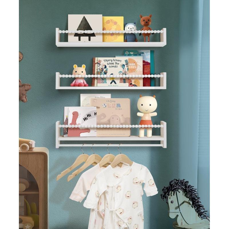 Doğal Masif Çam Ahşap Askılı 3lü Set Duvar Rafı - 59 cm - 179442