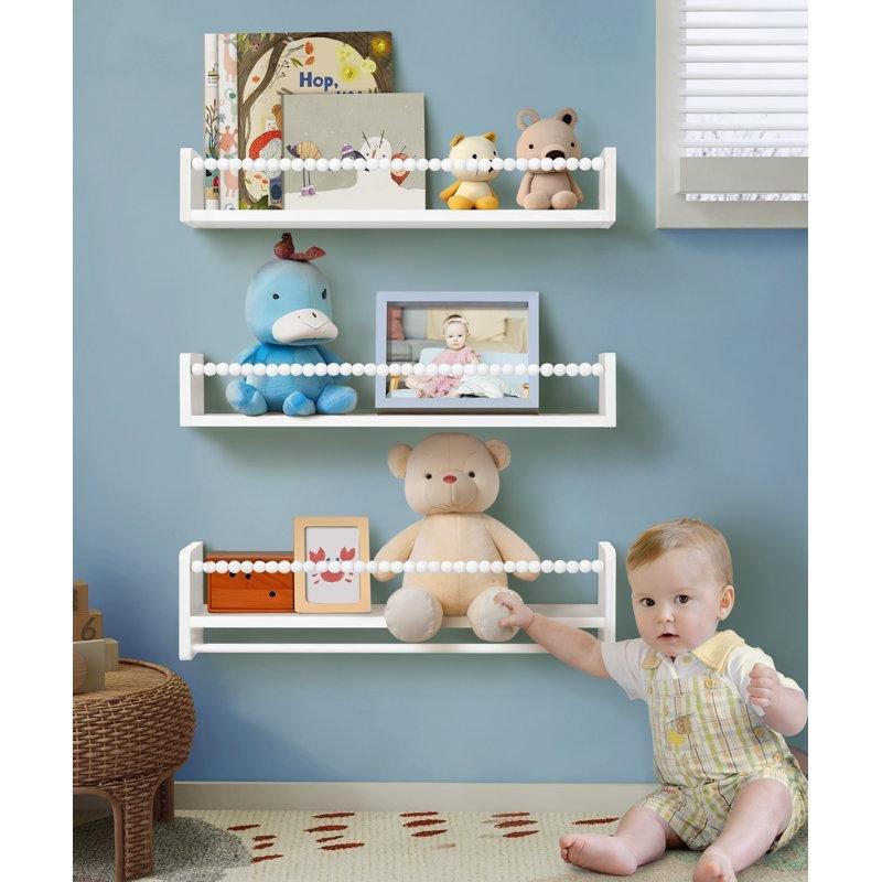Doğal Masif Çam Ahşap Askılı 3lü Set Duvar Rafı - 59 cm - 179442
