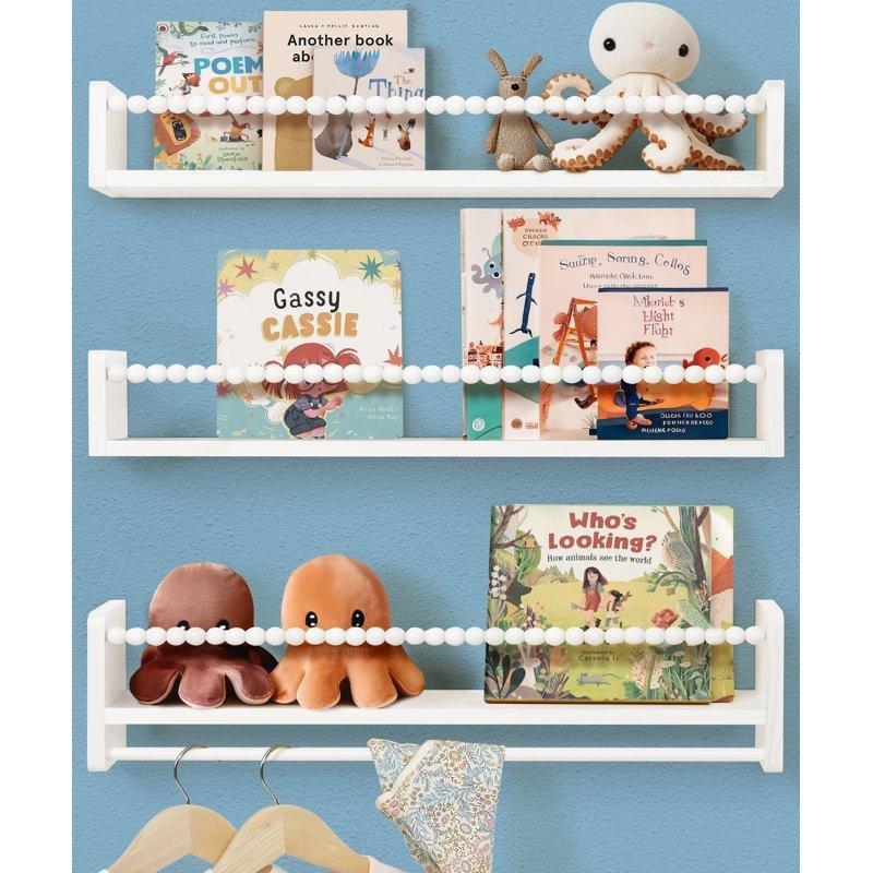 Doğal Masif Çam Ahşap Askılı 3lü Set Duvar Rafı - 59 cm - 179442