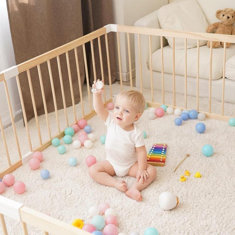 Doğal Masif Çam Kapılı Modüler Bebek Çocuk Oyun Alanı - 181544
