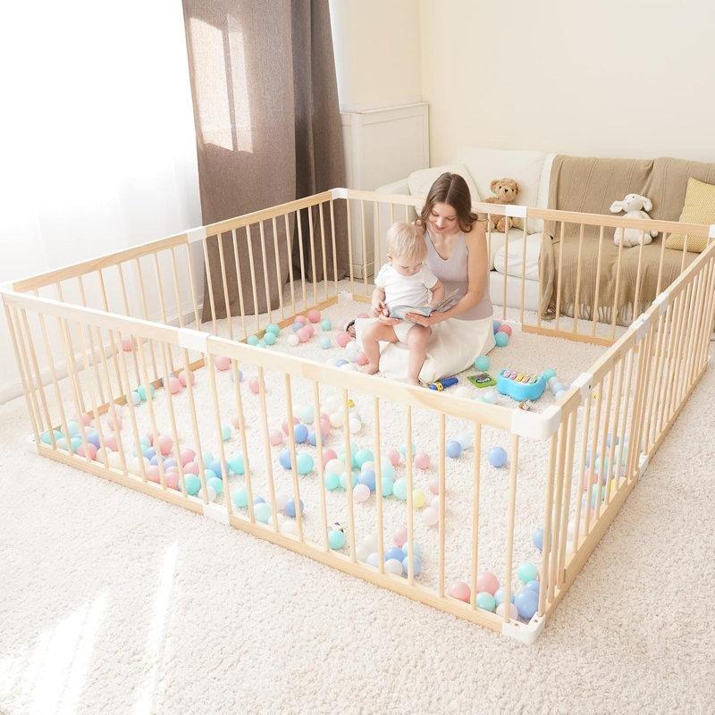 Doğal Masif Çam Kapılı Modüler Bebek Çocuk Oyun Alanı - 181544