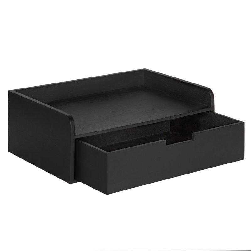 Doğal Masif Kavak Ağacı Çekmeceli Duvar Rafı - 46 cm - 180024