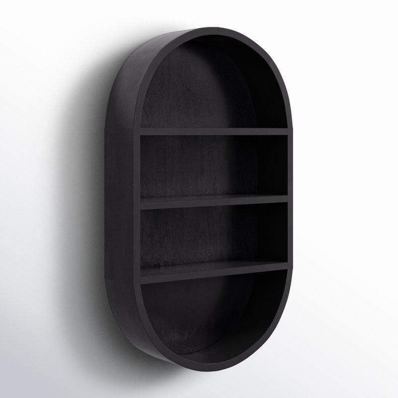 Doğal Masif Mango Ahşap 3 Raflı Oval Duvar Rafı - 41x72 cm - 179685