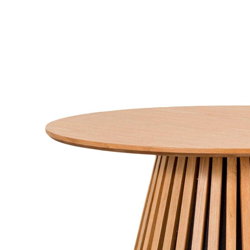 Doğal Masif Meşe Çıtalı Yuvarlak Bohem Yemek Masası - 120 cm - 235715