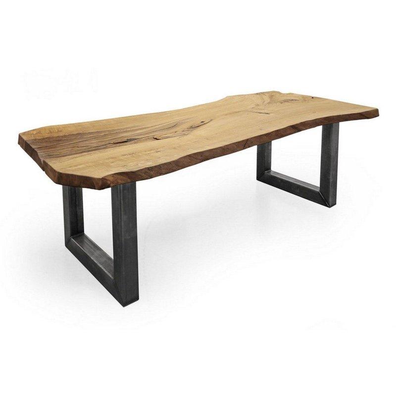 Doğal Masif Meşe Ham Demir U Ayaklı Doğal Kenarlı Bohem Yemek Masası - 253x109x76 cm - 235792 Doğal Masif Meşe Ham Demir U Ayaklı Doğal Kenarlı Bohem Yemek Masası - 253x109x76 cm - 235792