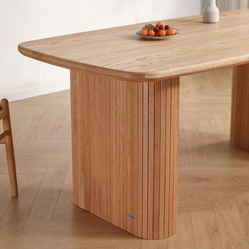 Doğal Masif Meşe İsviçre Kenarlı Bohem Yemek Masası - 160x90 cm - 235236