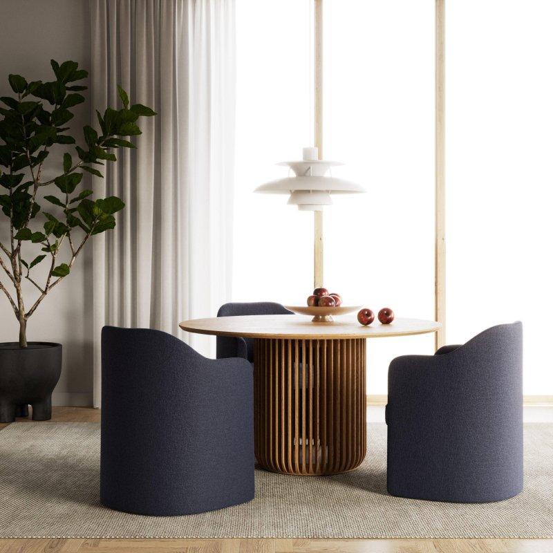 Doğal Masif Meşe ve Meşe Oval El Yapımı İskandinav Bohem Yemek Masası - 220x105 cm - 235555