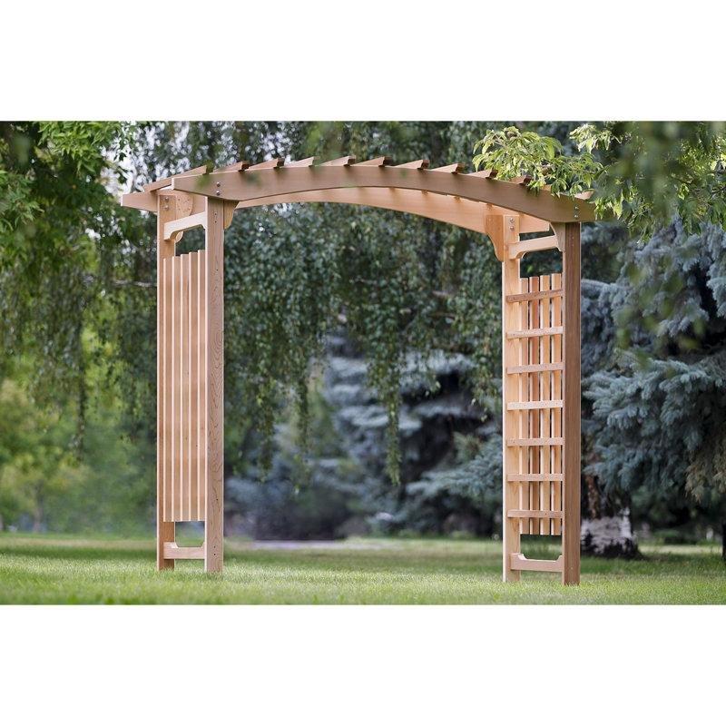 Doğal Masif Sedir Ağacı Kemerli ve Kafes Panelli Bahçe Kemeri - 239x120 cm - 178918