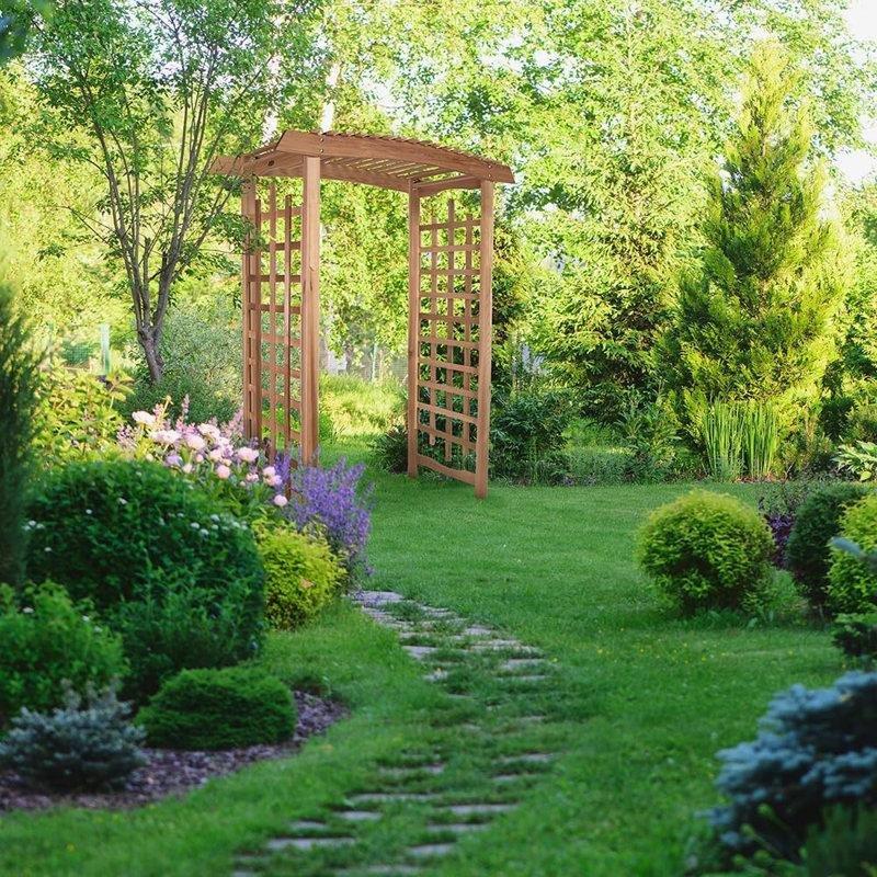 Doğal Masif Sedir Ağacı Pagoda Tasarım Kafes Panelli Bahçe Kemeri - 181x92x221 cm - 178929