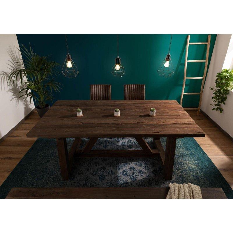 Doğal Masif Tik Ağacı İşlenmemiş Bohem Yemek Masası - 270x100x78 cm - 236111