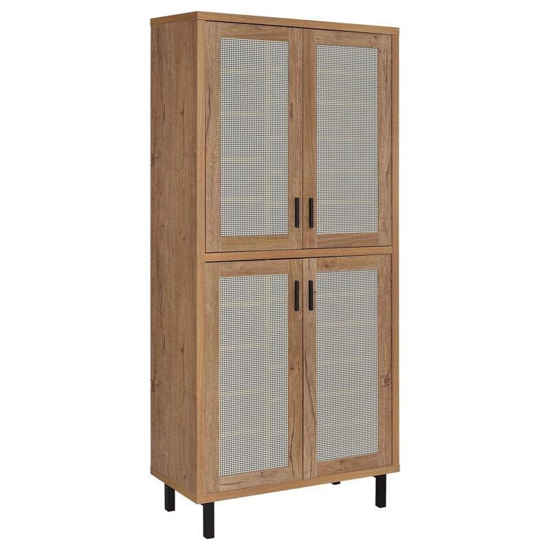 Doğal Meşe Endüstriyel Ahşap 4 Metal File Kapaklı 14 Raflı Yüksek Ayakkabılık - 204 cm - 228778