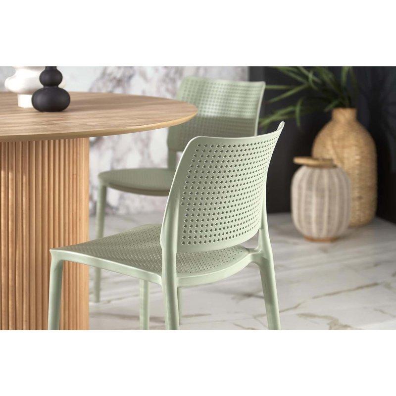 Doğal Meşe Masif Ahşap Yuvarlak Sütun Ayaklı Bohem Yemek Masası - 120 cm - 235265