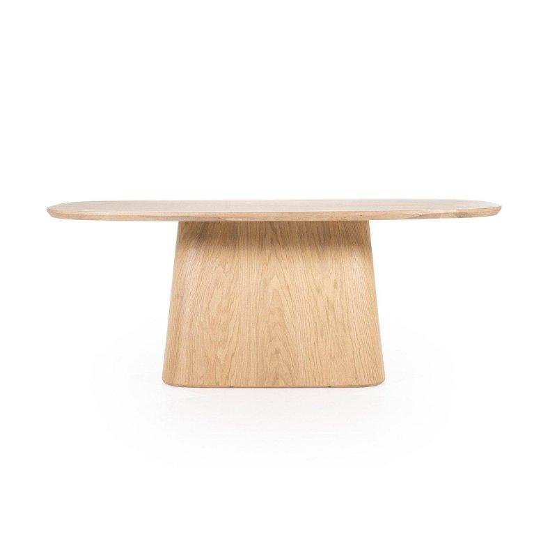 Doğal Meşe MDF Oval Vernikli Bohem Yemek Masası - 200x110 cm - 235459