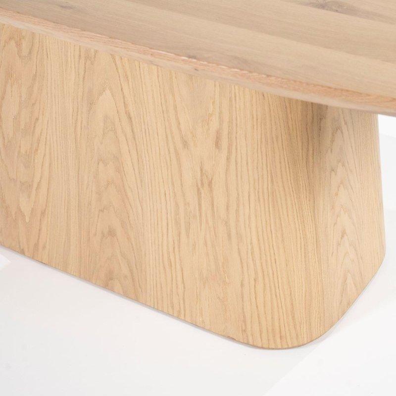 Doğal Meşe MDF Oval Vernikli Bohem Yemek Masası - 200x110 cm - 235459