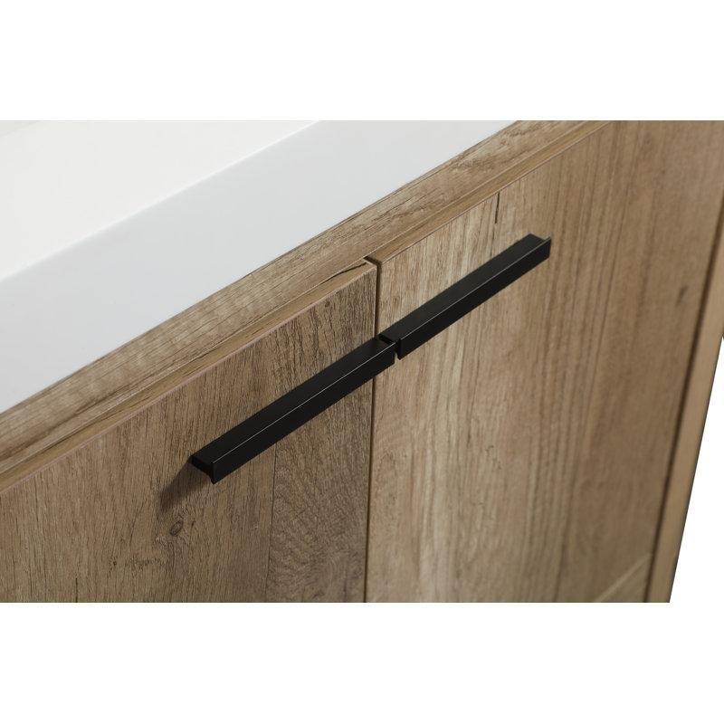 Doğal Meşe Rengi MDF Yavaş Kapanır Çekmeceli Reçine Tezgahlı Banyo Lavabo Dolabı - 107 cm - 198555