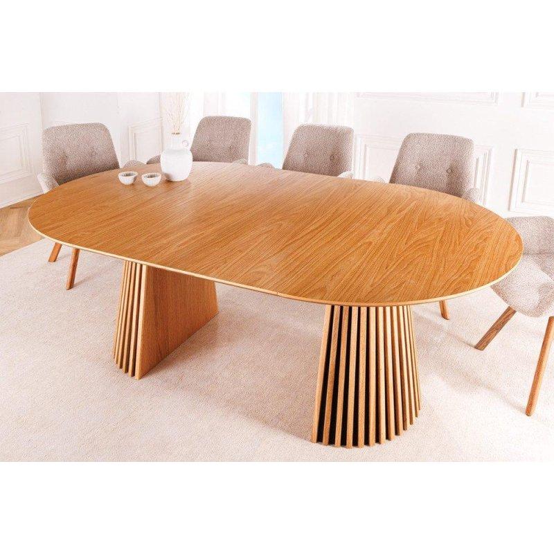 Doğal Meşe Uzatılabilir Yuvarlak Bohem Yemek Masası - 120-200 cm - 235232