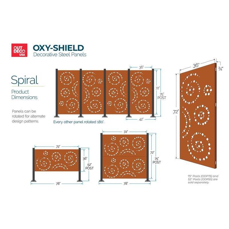 Doğal Pas Rengi Lazer Kesim Çelik OXY-SHIELD Yüzeyli Bahçe Paravanı - 183x92 cm - 172782