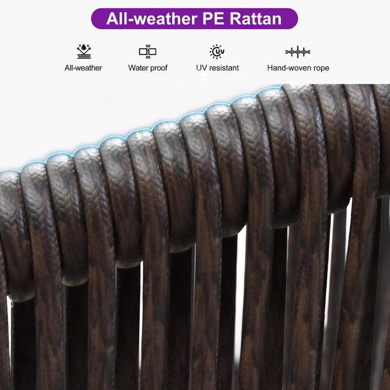 Doğal PE Rattan ve Alüminyum Minderli 8 Kişilik Dikdörtgen Bahçe Masa Takımı - 216223