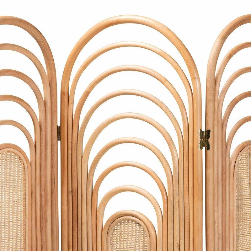 Doğal Rattan 3 Panelli Katlanır Bohem Paravan - 121x140 cm - 184273
