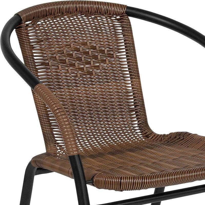 Doğal Rattan Çelik İskeletli İstiflenebilir Kollu Bahçe Sandalyesi 2li Set - 174841