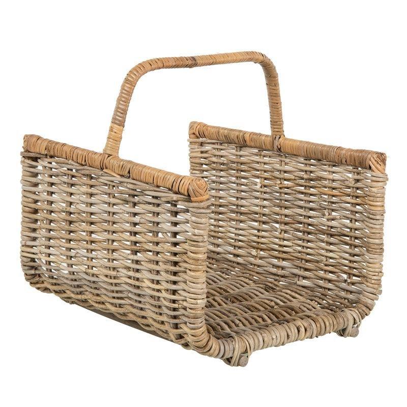 Doğal Rattan El Örgüsü Dikdörtgen Şömine Odunluk - 46x39 cm - 188760