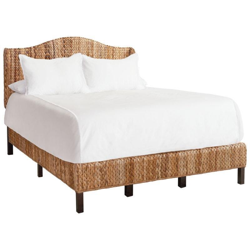 Doğal Renk Hasır Rattan Örgülü Yatak Başlıklı Bohem Karyola - 159x220 cm - 181764