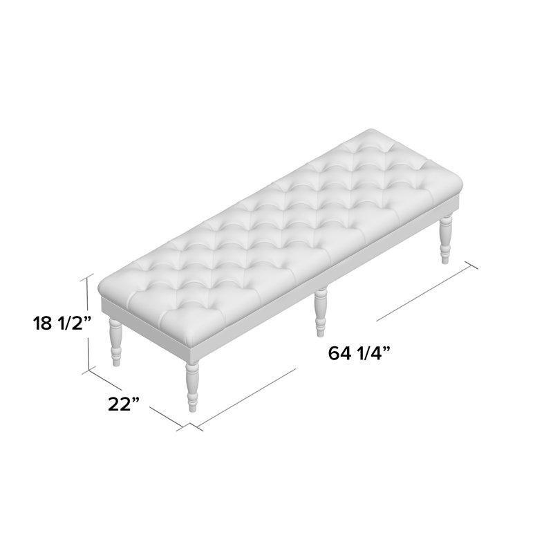 Doğal Renk Masif Ahşap Kapitoneli Tornalı Ayaklı Bench - 164 cm - 164398