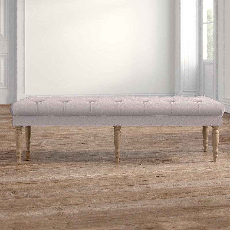 Doğal Renk Masif Ahşap Kapitoneli Tornalı Ayaklı Bench - 164 cm - 164398