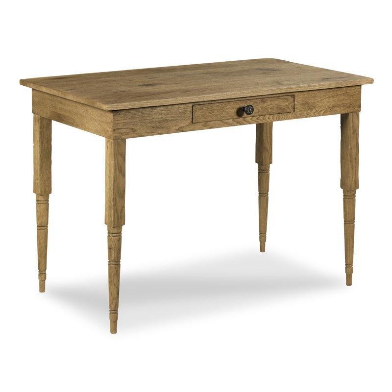 Doğal Renk Masif Meşe Tek Çekmeceli Oymalı Ayaklı Vintage Çalışma Masası - 107x61 cm - 233902