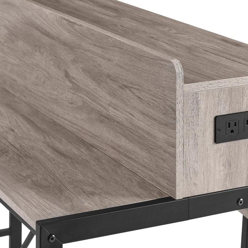 Doğal Renk MDF ve Siyah Metal Prizli LED Işıklı 3 Tabureli Koltuk Arkası Dresuar - 150 cm - 217367