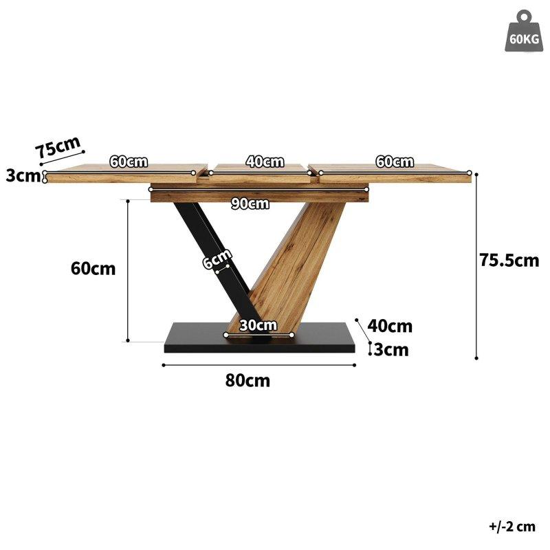 Doğal ve Siyah Metal Ayaklı Açılabilir Bohem Yemek Masası - 120-160 cm - 236256