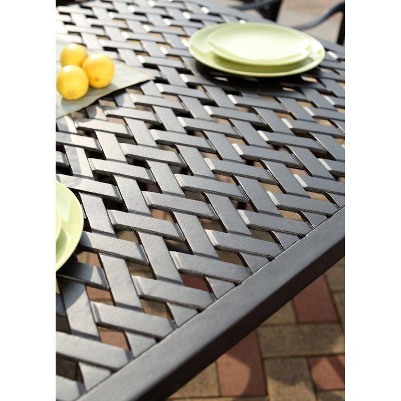 Döküm Alüminyum Minderli Şemsiye Delikli 8 Kişilik Bahçe Masa Takımı - 107x214 cm - 213519
