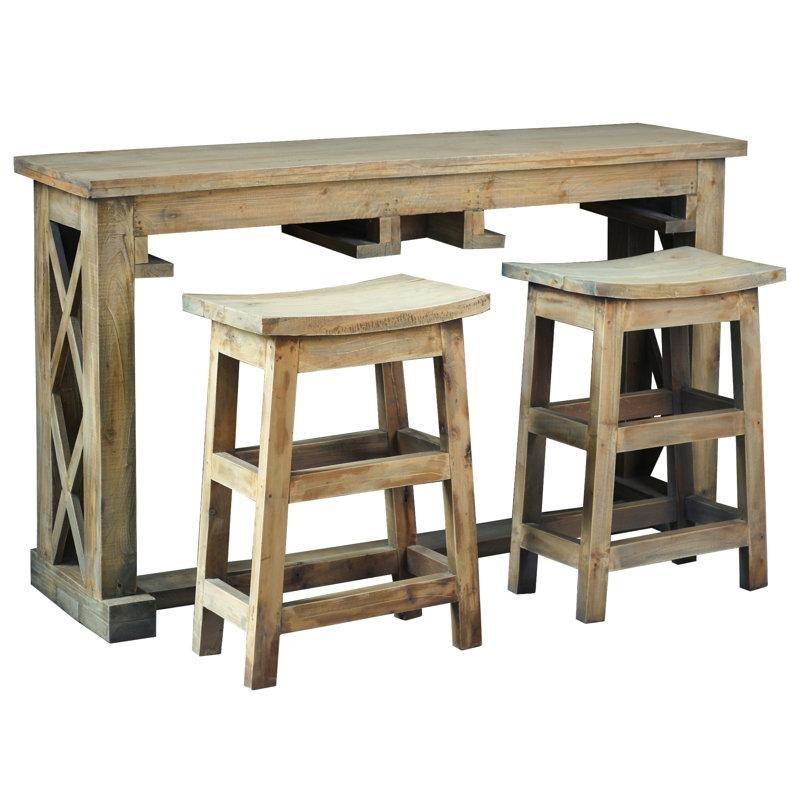 Driftwood Kahverengi Masif Maun Ahşap 2 Tabureli Çapraz Ayaklı Koltuk Arkası Dresuar - 153 cm - 218539