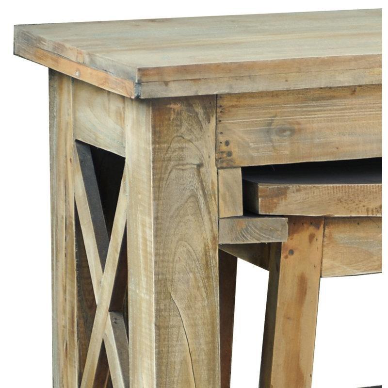 Driftwood Kahverengi Masif Maun Ahşap 2 Tabureli Çapraz Ayaklı Koltuk Arkası Dresuar - 153 cm - 218539