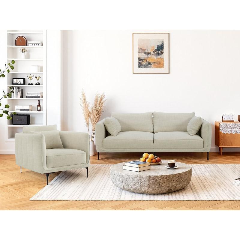 Effie Keten Kumaş Metal Ayaklı 2 Parça Koltuk Takımı - 191464