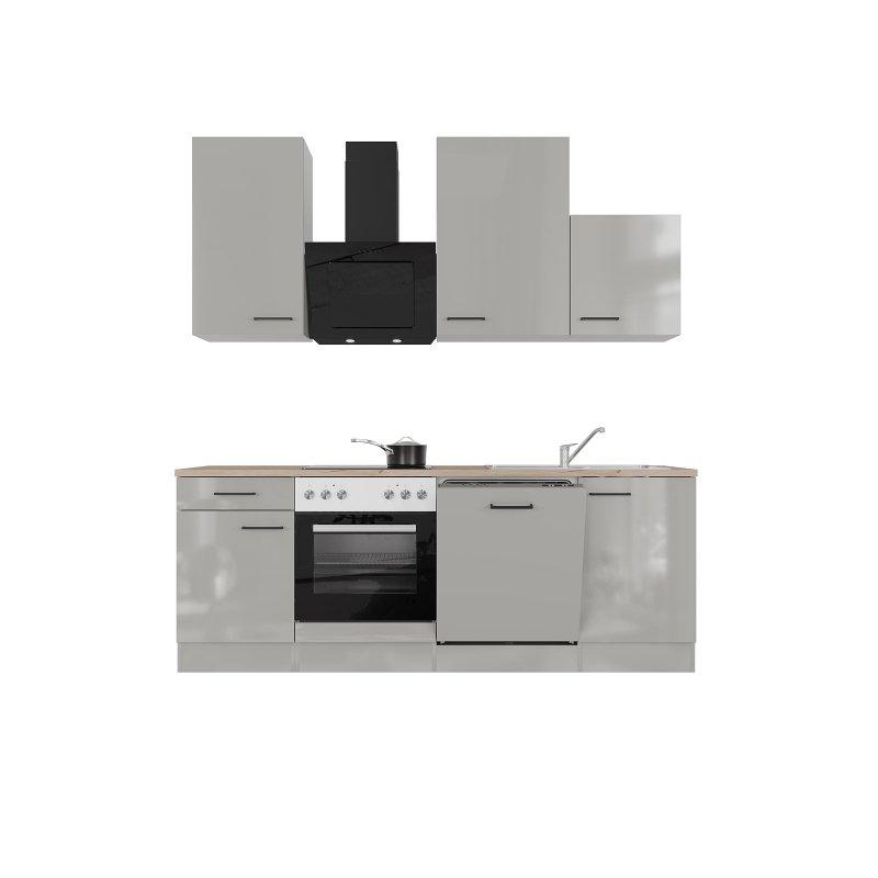 Elektrikli Cihazlı Evyeli Siyah Metal Kulplu Hazır Mutfak Seti - 220 cm - 185276