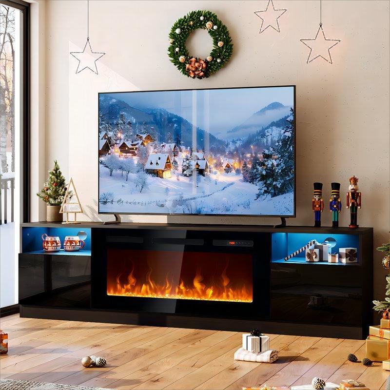 Elektrikli Şömineli Uzaktan Kumandalı 2 Kapaklı TV Ünitesi - 204 cm - 222350