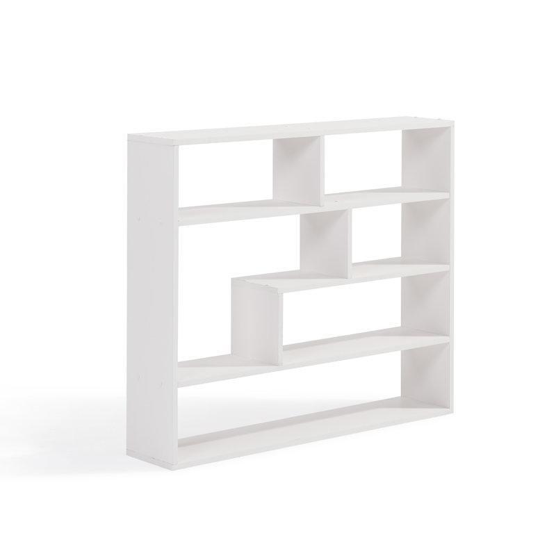 Endüstriyel Ahşap Geometrik Tasarımlı 7 Raflı Bölmeli Duvar Rafı - 94x80 cm - 179523