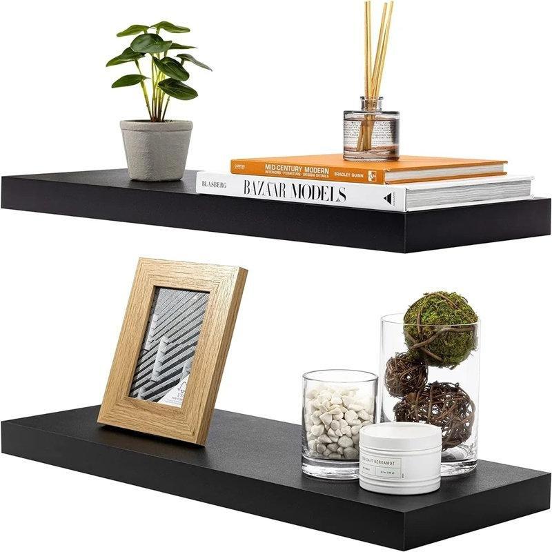 Endüstriyel Ahşap Gizli Montajlı 2li Set Duvar Rafı - 59 cm - 180192