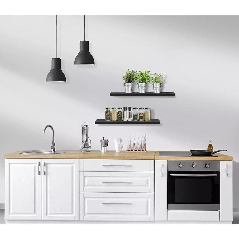 Endüstriyel Ahşap Gizli Montajlı 2li Set Duvar Rafı - 59 cm - 180192
