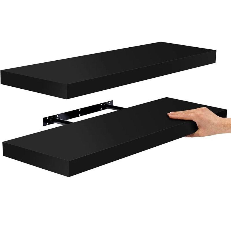 Endüstriyel Ahşap Gizli Montajlı 2li Set Duvar Rafı - 59 cm - 180192