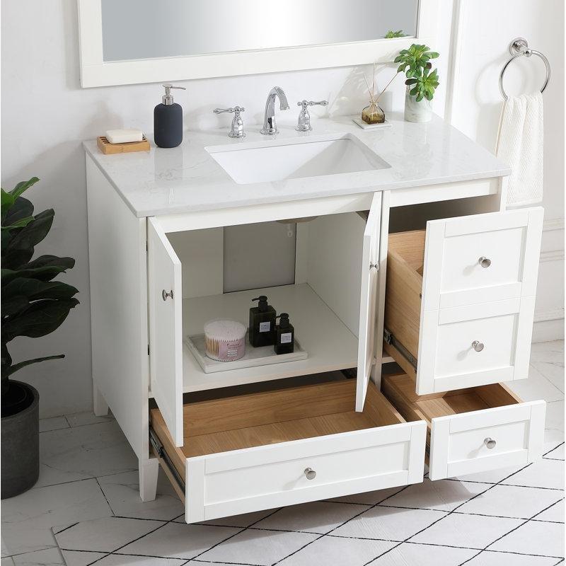 Endüstriyel Mermer Tezgahlı Ahşap Çekmeceli Ayaklı Banyo Lavabo Dolabı - 107 cm - 200115