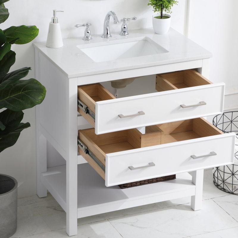 Endüstriyel Mermer Tezgahlı Masif Ahşap Ayaklı Yavaş Kapanır Çekmeceli Banyo Lavabo Dolabı - 76 cm - 202018