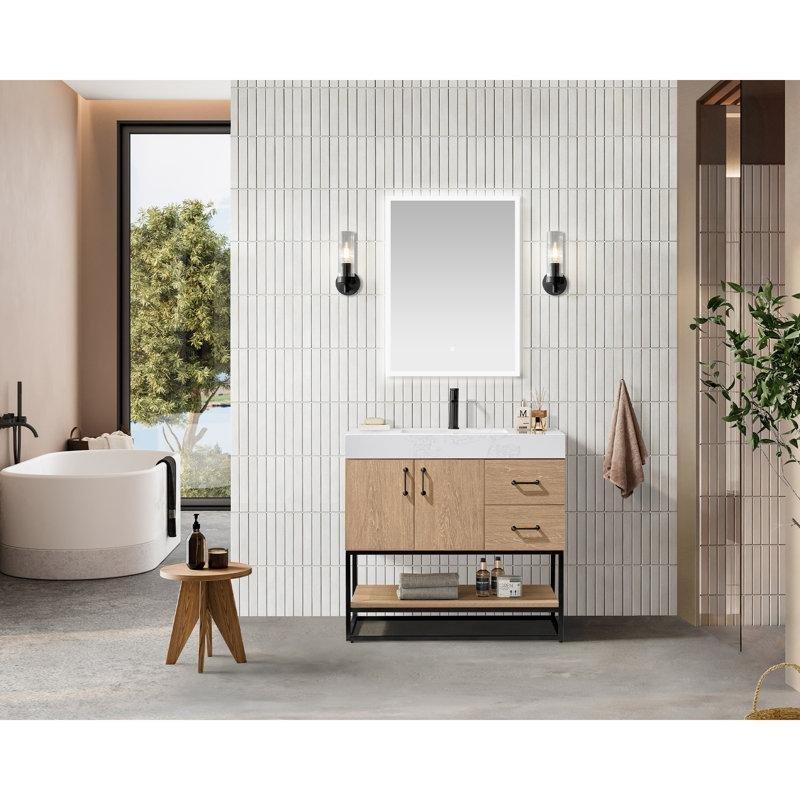 Endüstriyel Taş Tezgahlı Paslanmaz Çelik Ayaklı Dahili Prizli Çekmeceli Banyo Lavabo Dolabı - 92 cm - 198143